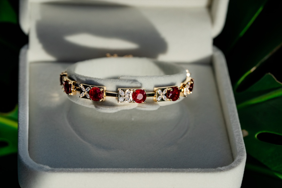 A diamond tennis bracelet.